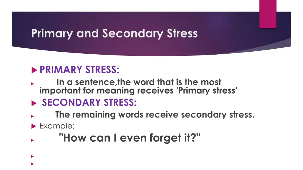 primary and secondary stress