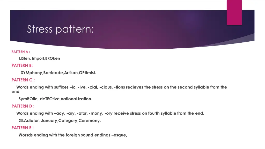 stress pattern