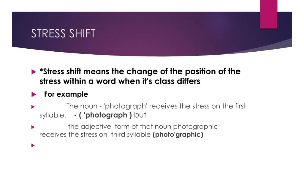 stress shift