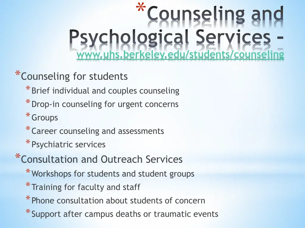counseling and psychological services