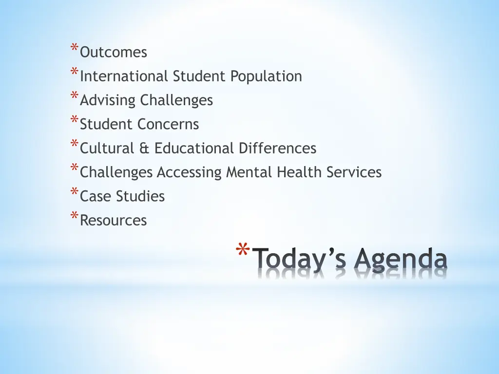 outcomes international student population