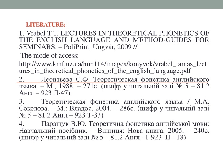 literature 1 vrabel t t lectures in theoretical