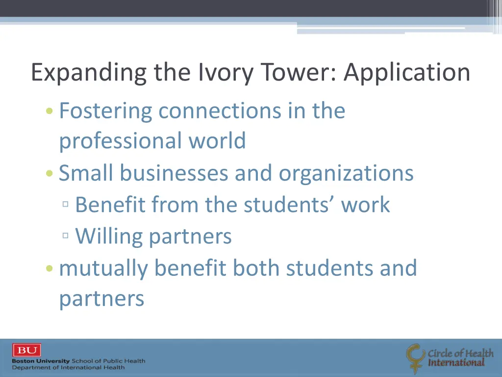 expanding the ivory tower application fostering
