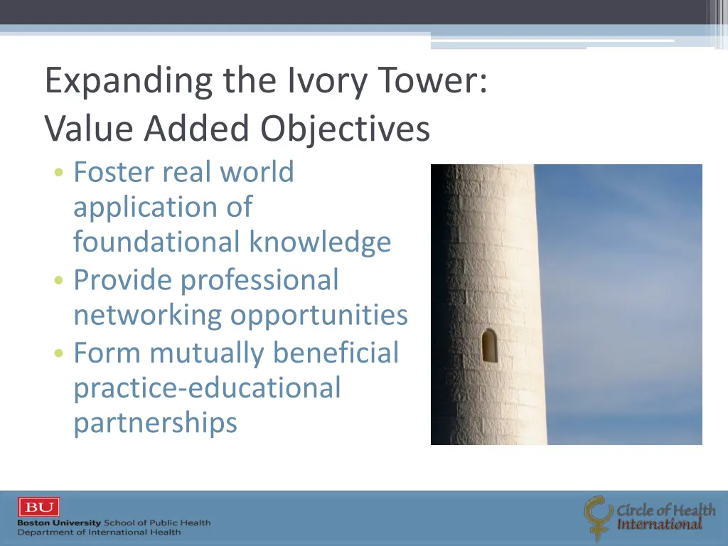 expanding the ivory tower value added objectives
