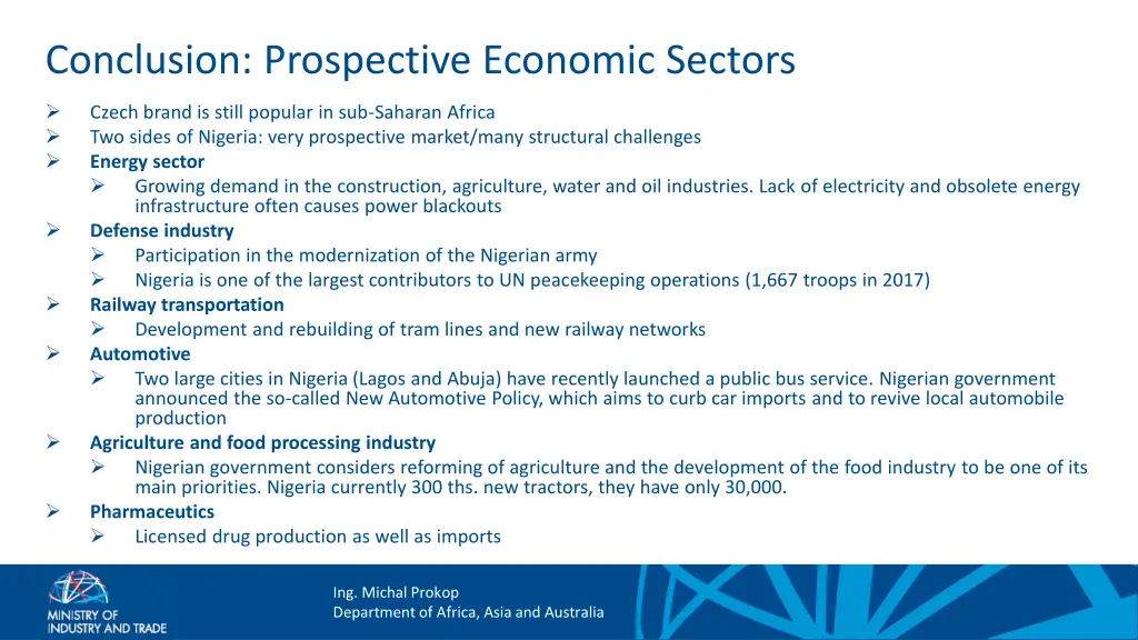 conclusion prospective economic sectors