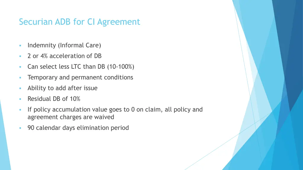 securian adb for ci agreement