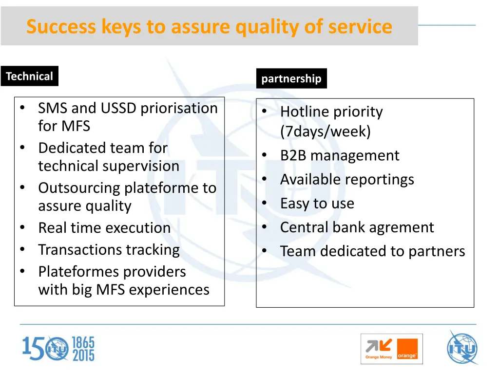 success keys to assure quality of service