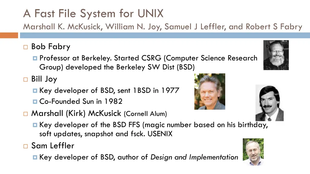 a fast file system for unix marshall k mckusick