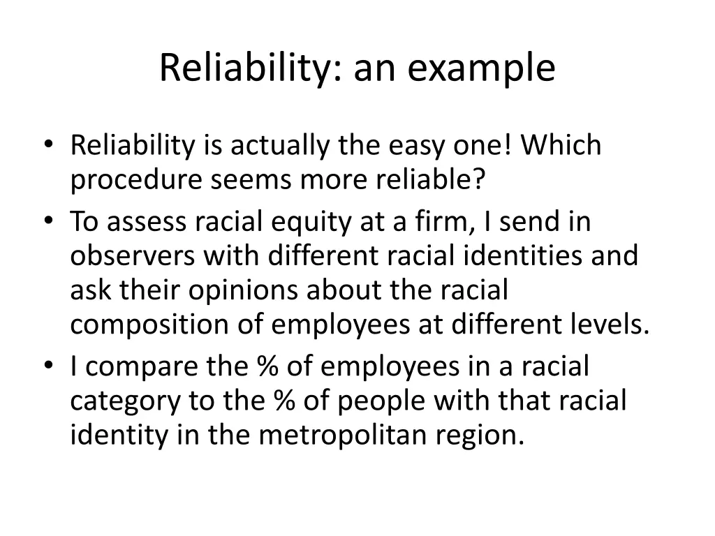 reliability an example