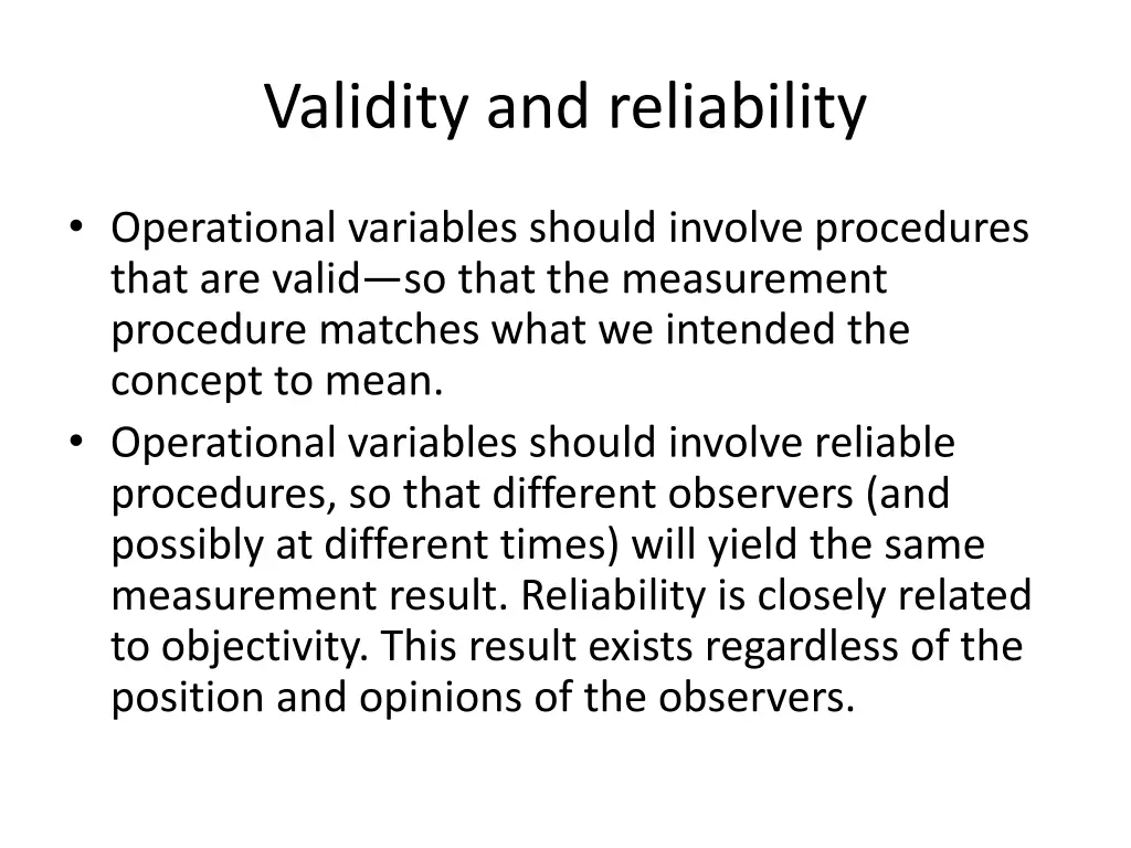 validity and reliability