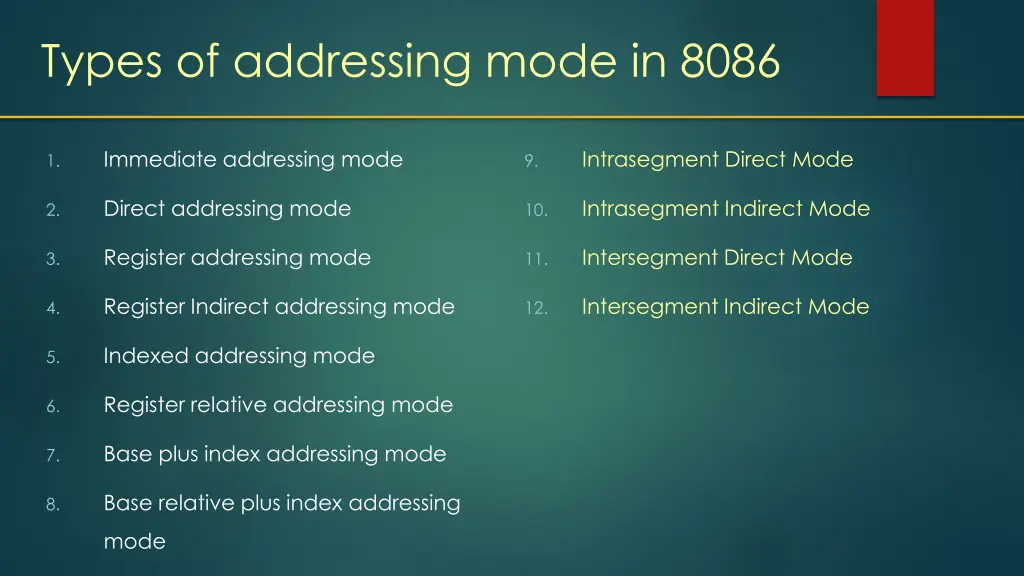 types of addressing mode in 8086