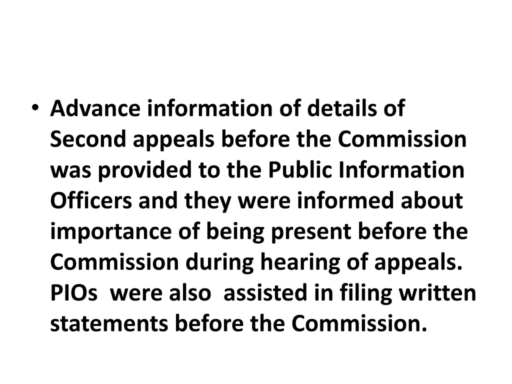 advance information of details of second appeals