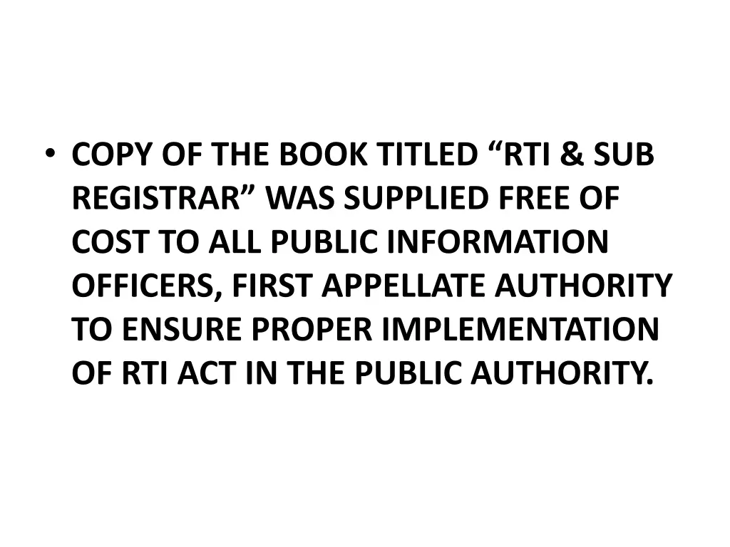 copy of the book titled rti sub registrar