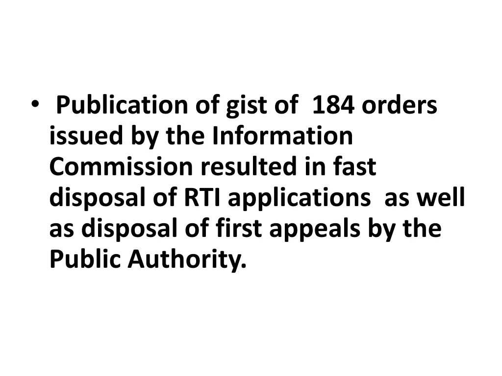 publication of gist of 184 orders issued