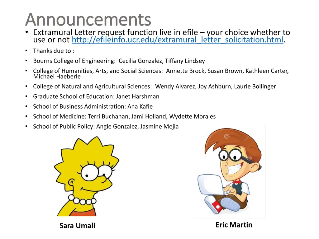 announcements announcements extramural letter
