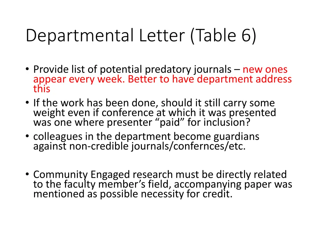departmental letter table 6
