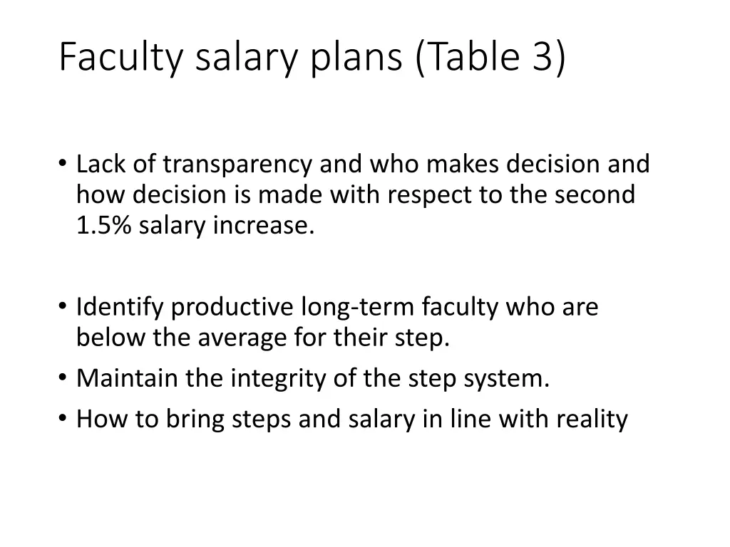 faculty salary plans table 3