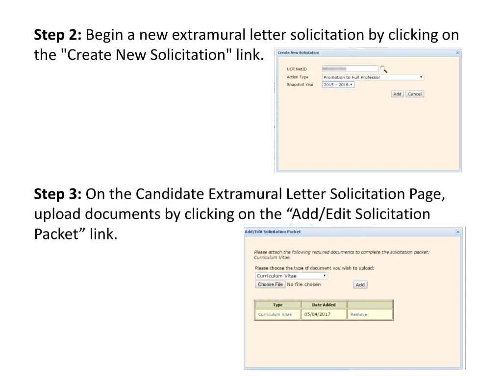 step 2 begin a new extramural letter solicitation