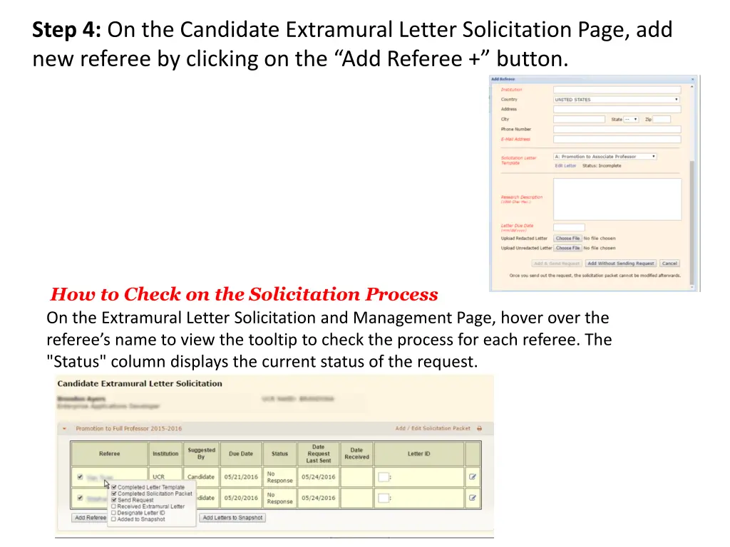 step 4 on the candidate extramural letter