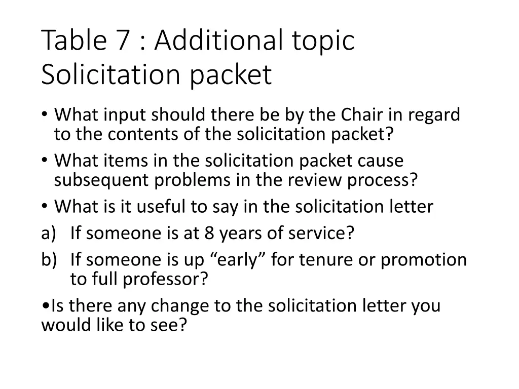 table 7 additional topic solicitation packet