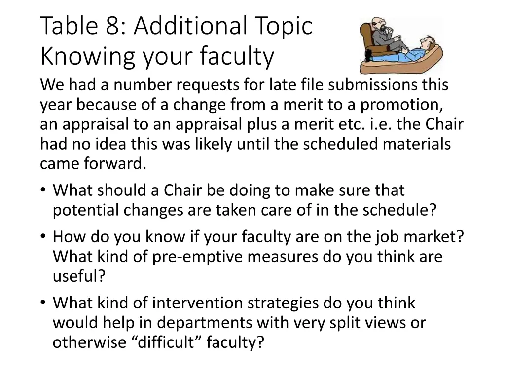 table 8 additional topic knowing your faculty