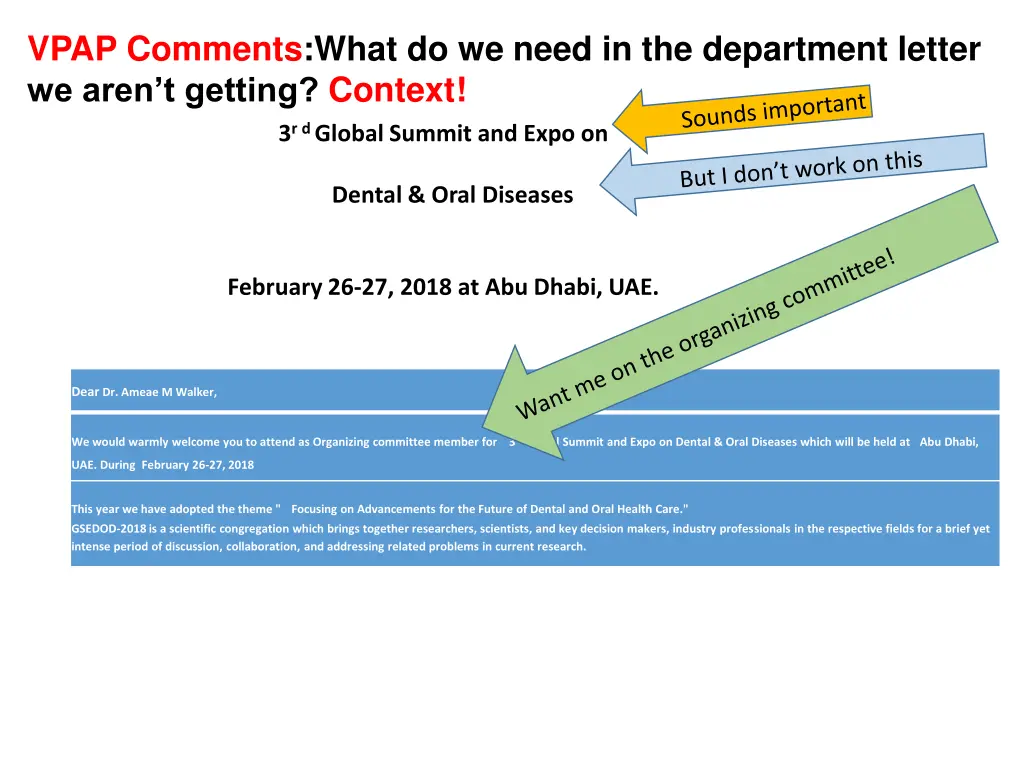 vpap comments what do we need in the department 1