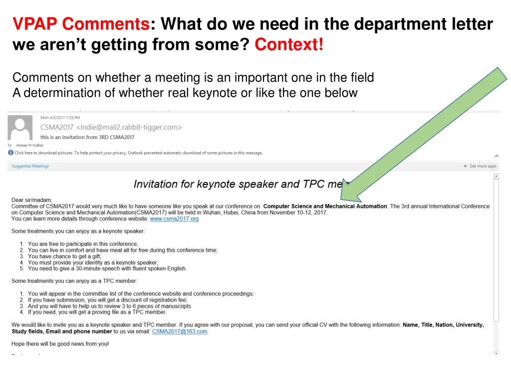 vpap comments what do we need in the department