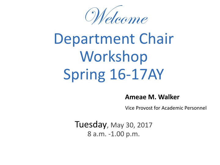 welcome department chair workshop spring 16 17ay