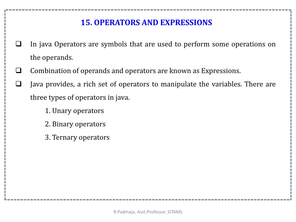 15 operators and expressions