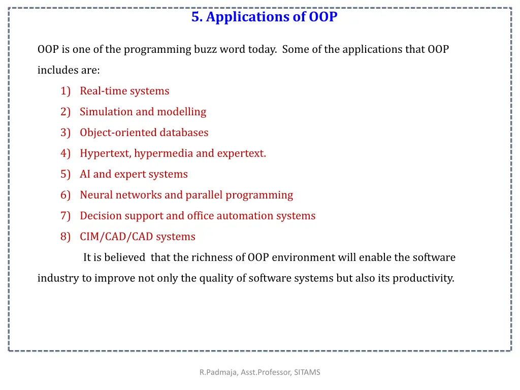 5 applications of oop