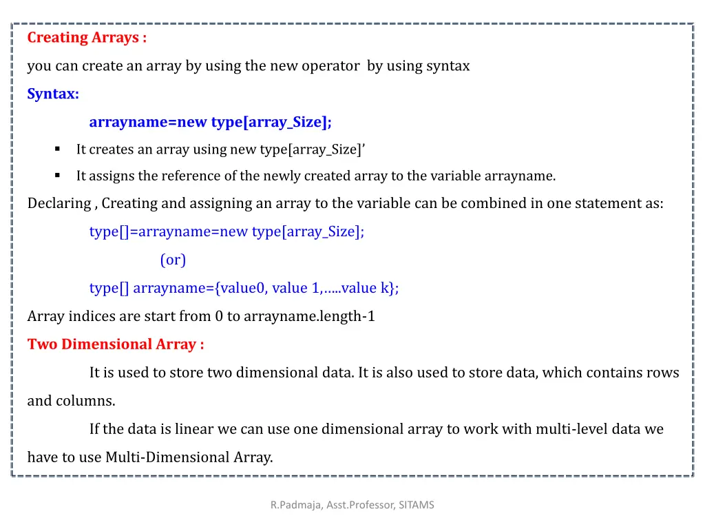 creating arrays