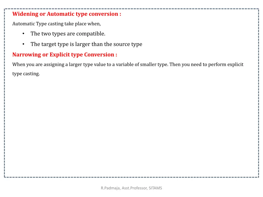 widening or automatic type conversion