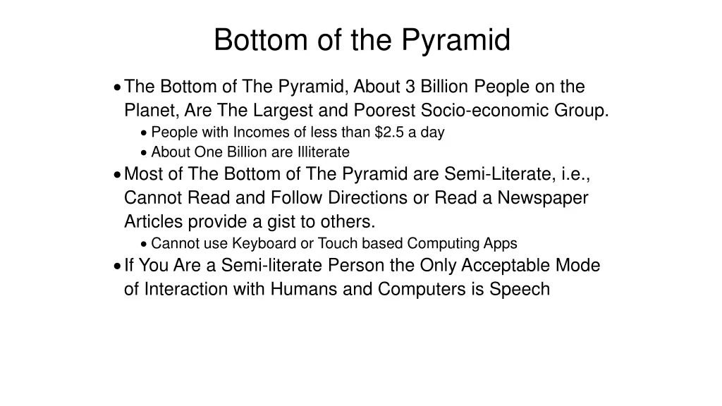 bottom of the pyramid