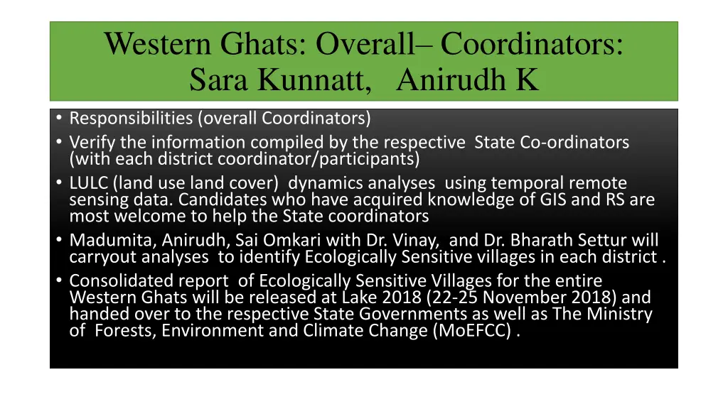 western ghats overall coordinators sara kunnatt