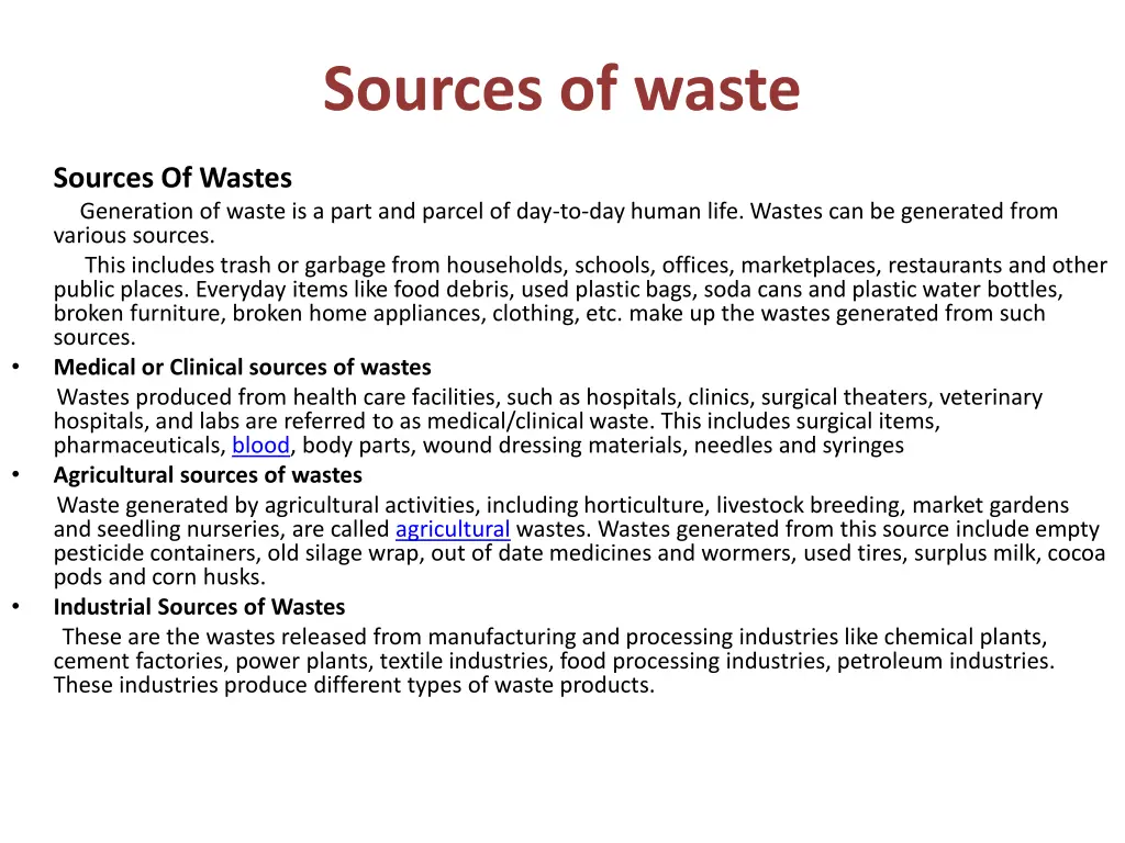 sources of waste