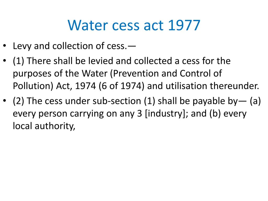 water cess act 1977