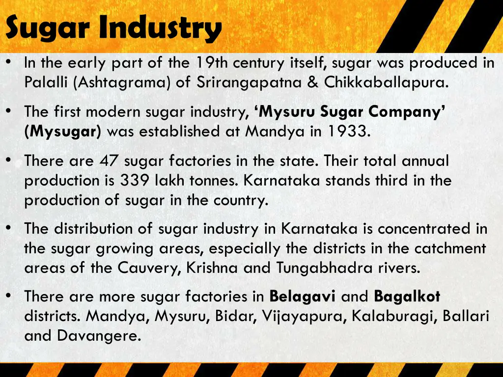 sugar industry in the early part of the 19th