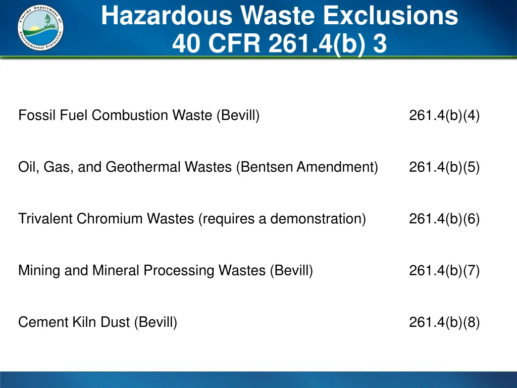 hazardous waste exclusions 40 cfr 261 4 b 3