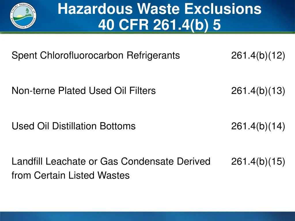 hazardous waste exclusions 40 cfr 261 4 b 5