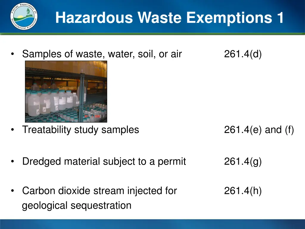 hazardous waste exemptions 1