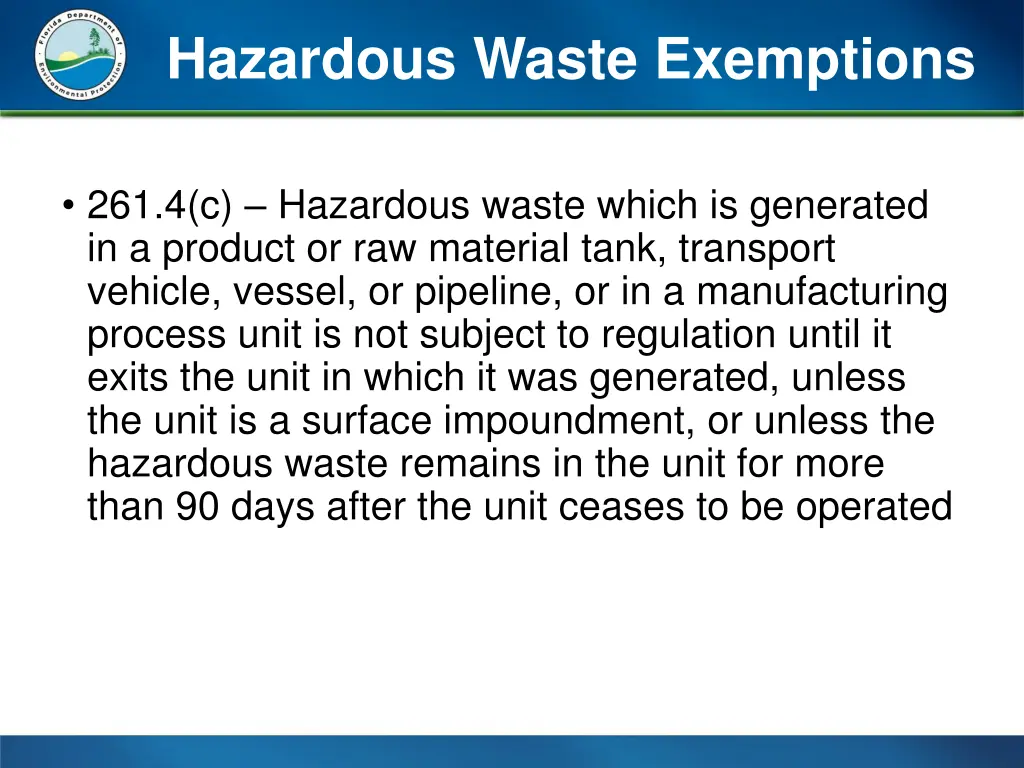 hazardous waste exemptions