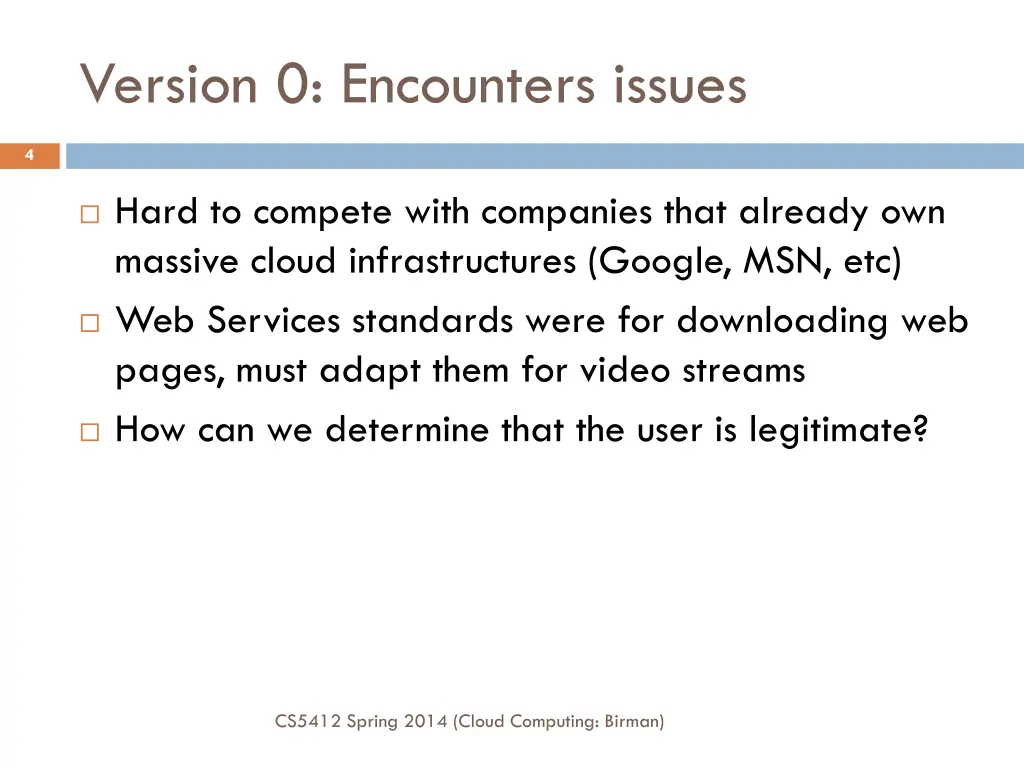 version 0 encounters issues
