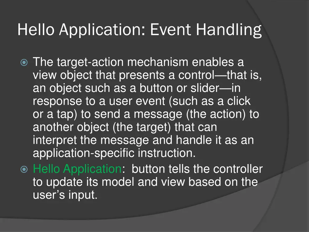 hello application event handling
