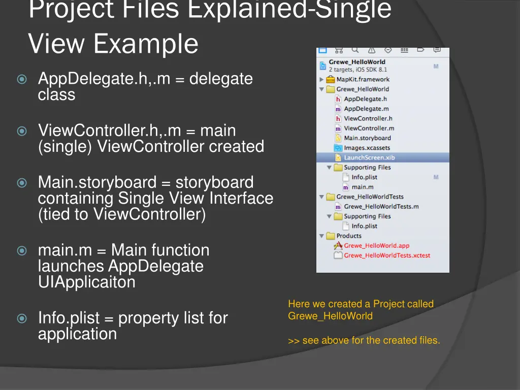 project files explained single view example