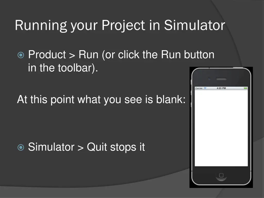 running your project in simulator