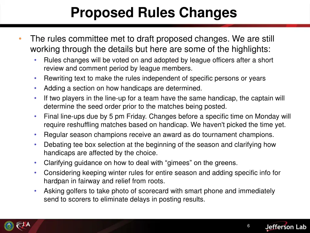 proposed rules changes