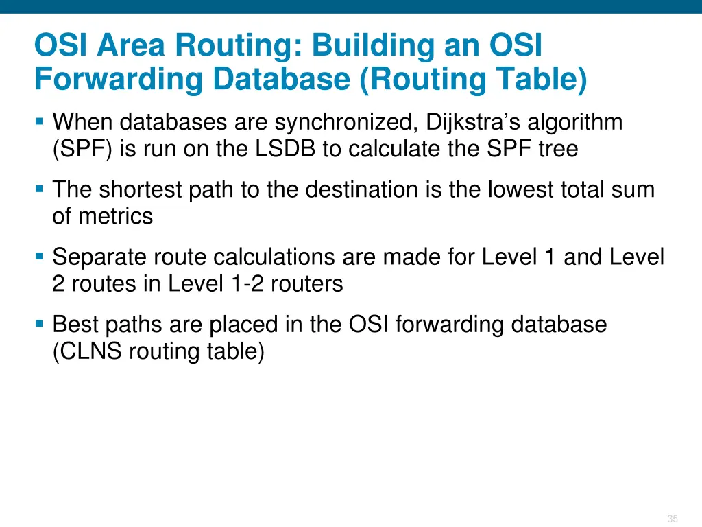 osi area routing building an osi forwarding