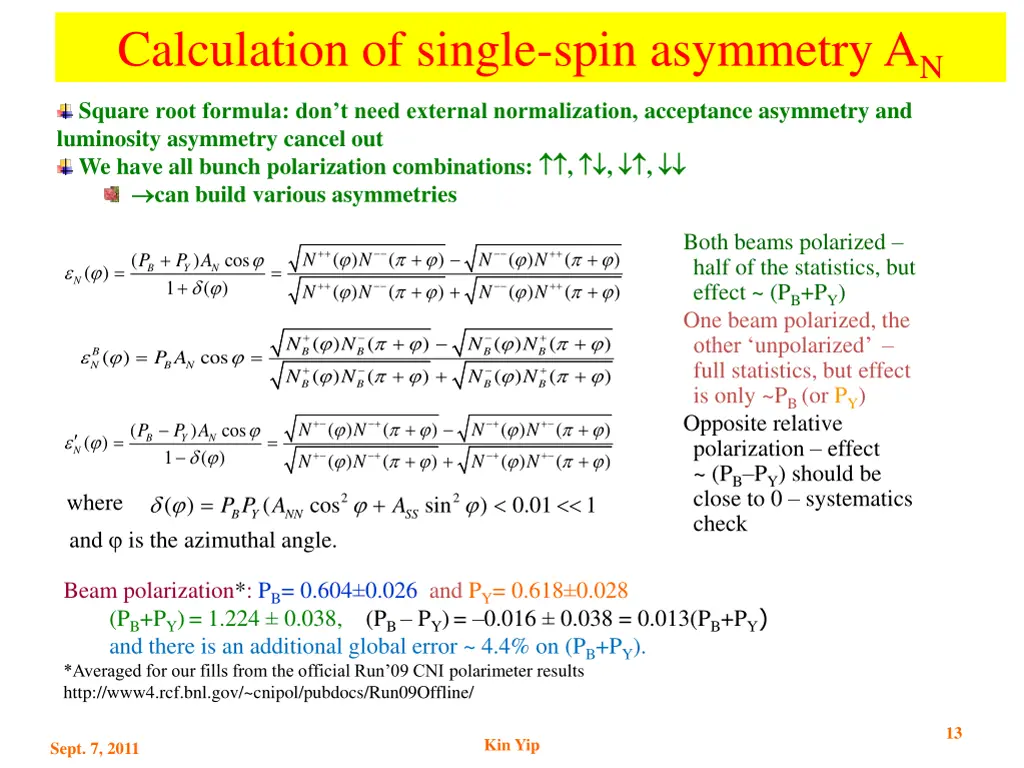 calculation of single spin asymmetry a n square