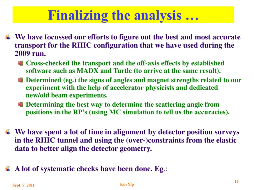 finalizing the analysis