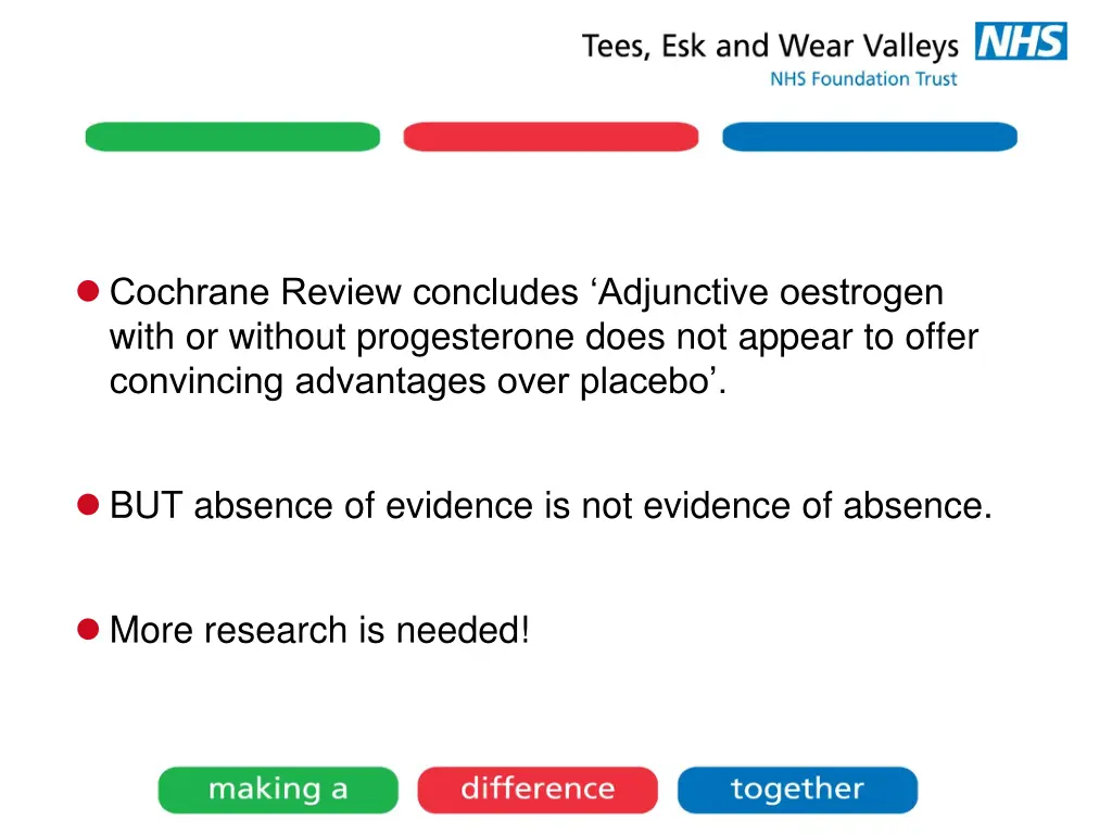 cochrane review concludes adjunctive oestrogen